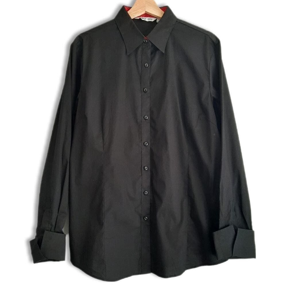 ESABEL C. \ Button Down Classic Shirt Black Turn-Over Cuff Sz XL